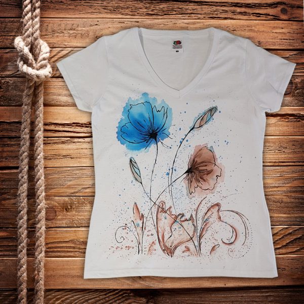 Рисувана тениска "Цветя"