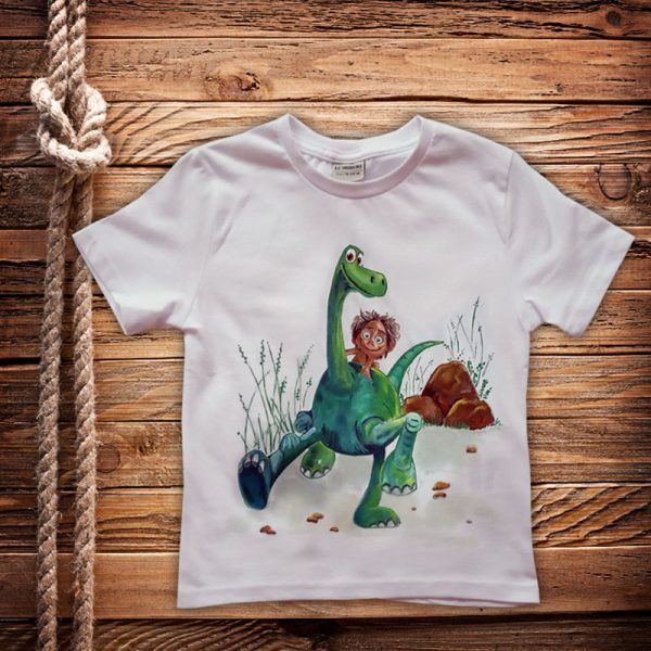 Рисувана тениска "Щастливия динозавър"