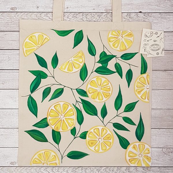 Рисувана текстилна торба "Лимони"