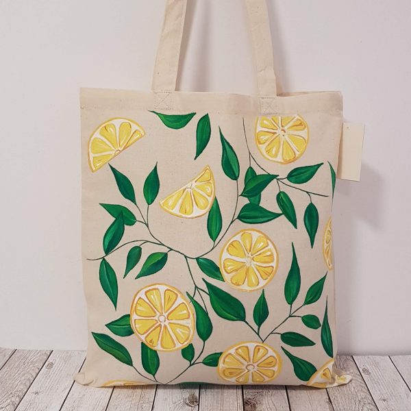 Рисувана текстилна торба "Лимони"
