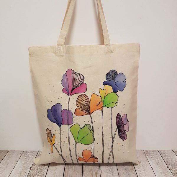 Рисувана текстилна торба "Цветя"