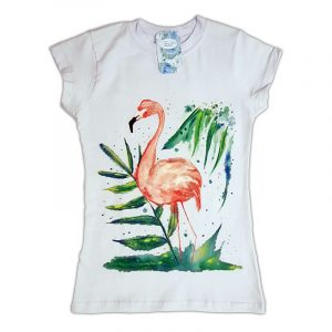 Рисувана тениска "Фламинго"
