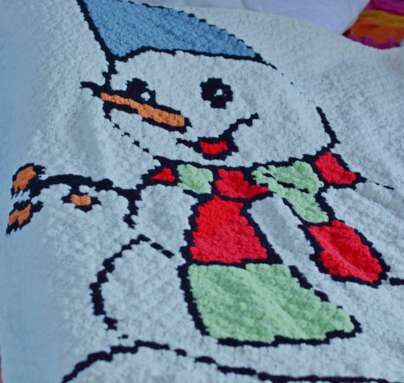 Детско одеяло - снежен човек, с2с