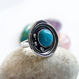 Сребърен пръстен проба 925 с Тюркоаз, Модел "Водолей"