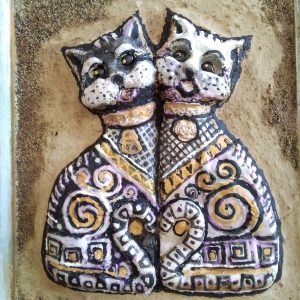 Релефна картина "Влюбените котки"