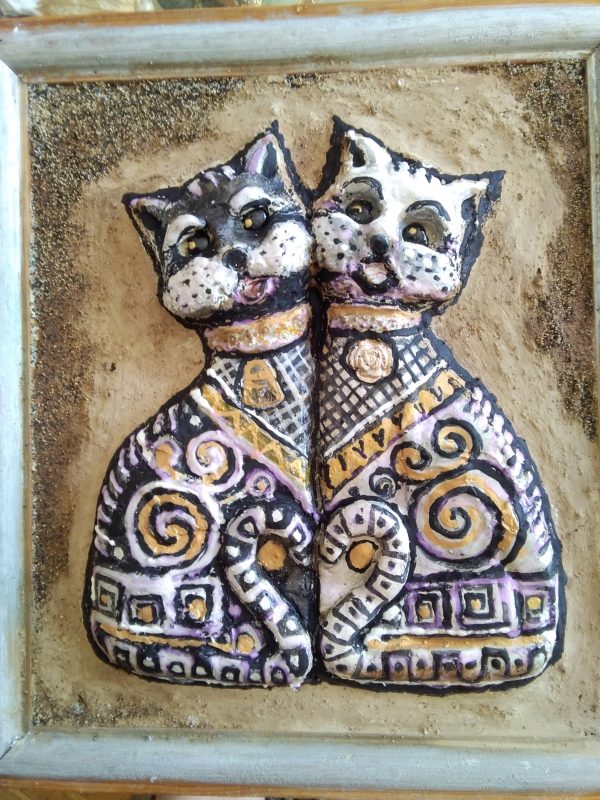 Релефна картина "Влюбените котки"