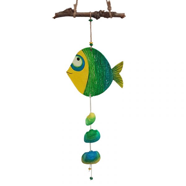 Керамична фигура - Риба Дори в жълто и зелено