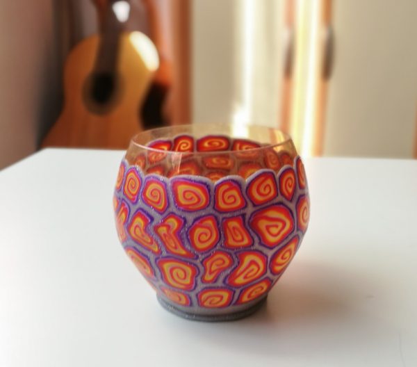 Свещник / Декоративна чаша с цветни елементи