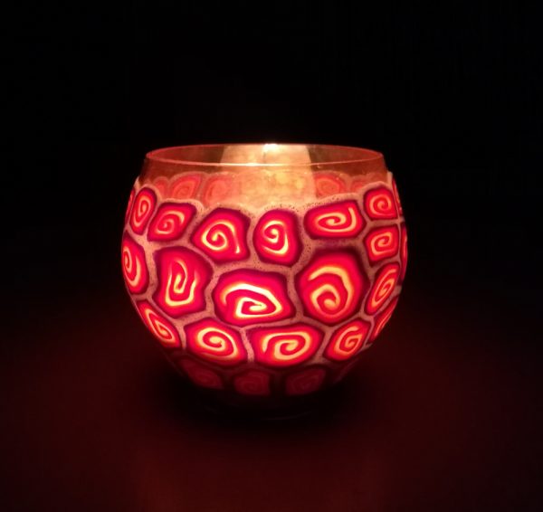 Свещник / Декоративна чаша с цветни елементи