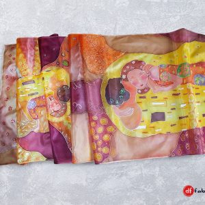 Ръчно рисуван копринен шало "Целувката", подарък за любима, по поръчка