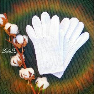 Плетени мъжки бели ръкавици "Планински сняг"