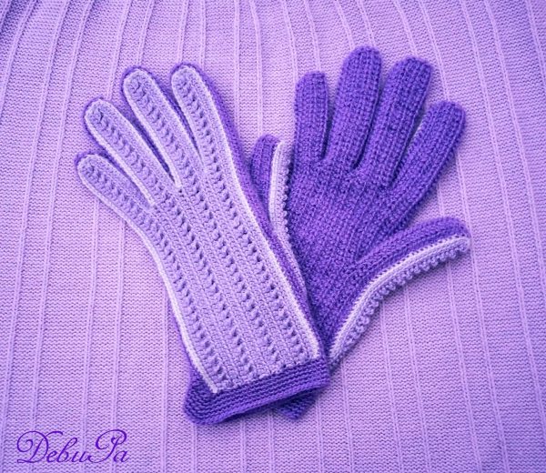 Плетени ръкавици ,,Есен / Зима - Виолет"