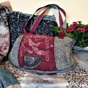 Чанта комбинация от плетиво и трико