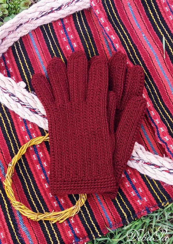 Плетени ръкавици ,,Есен / Зима - мъжки в цвят бордо"