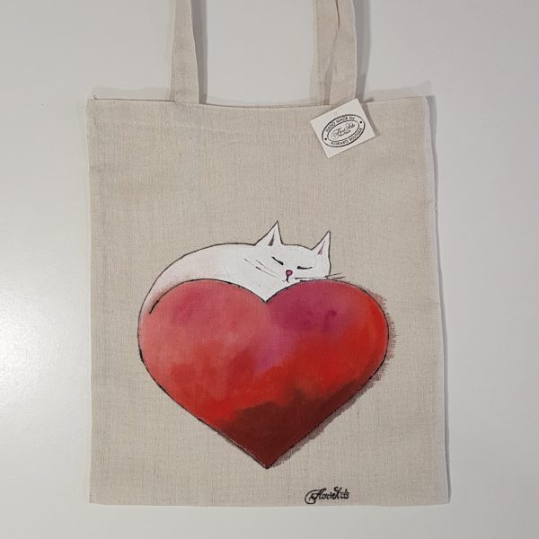 Рисувана текстилна торба "Спящо коте"