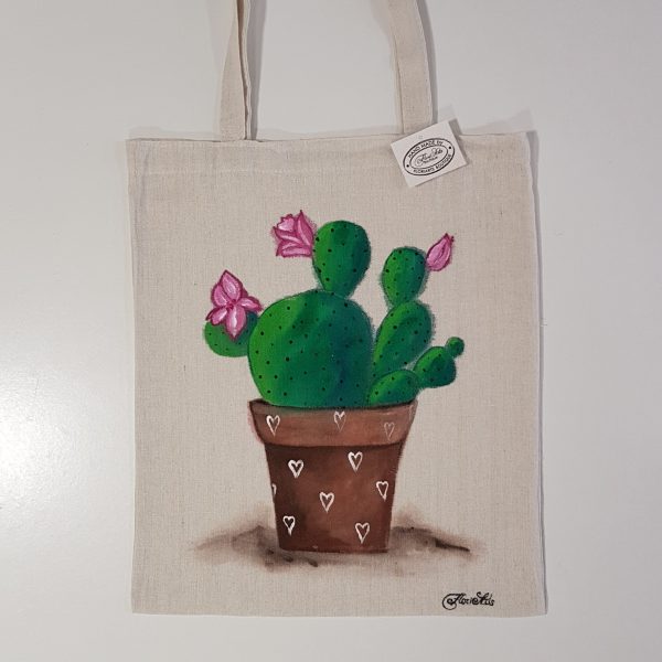 Рисувана текстилна торба "Кактус"