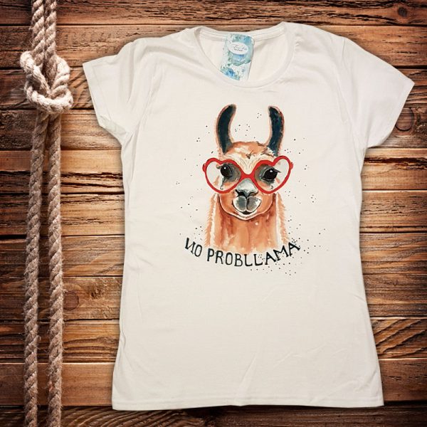 Рисувана тениска "No probllama"
