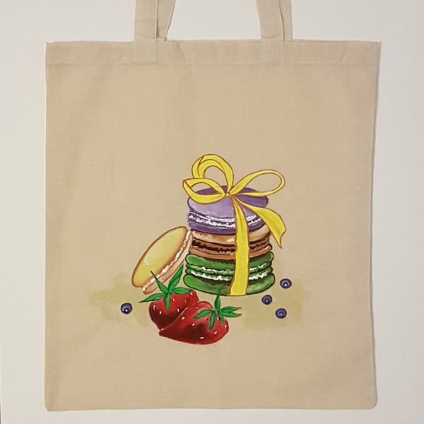 Рисувана текстилна торба "Френски макарон"