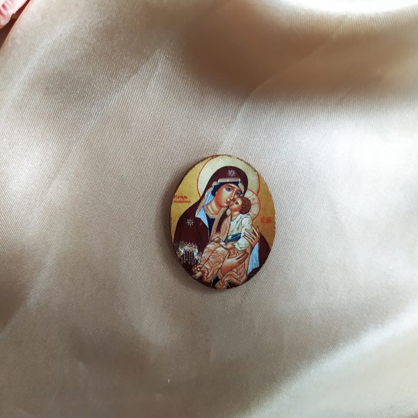 Икона магнит с Богородица и Младенеца - умиление