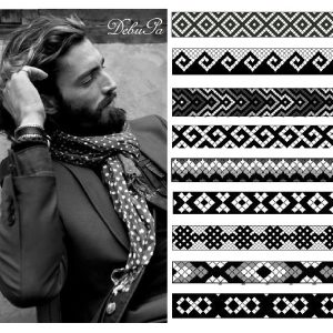 Мъжки плетени гривни "Хармония в черно и бяло"