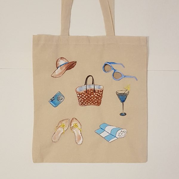 Рисувана текстилна торба "На плаж"