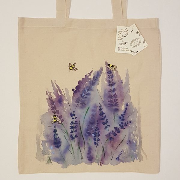 Рисувана текстилна торба "Лавандула акварел"