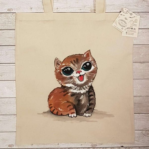 Рисувана текстилна торба "Котенце"