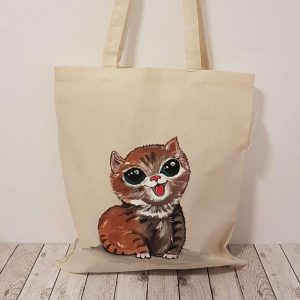 Рисувана текстилна торба "Котенце"