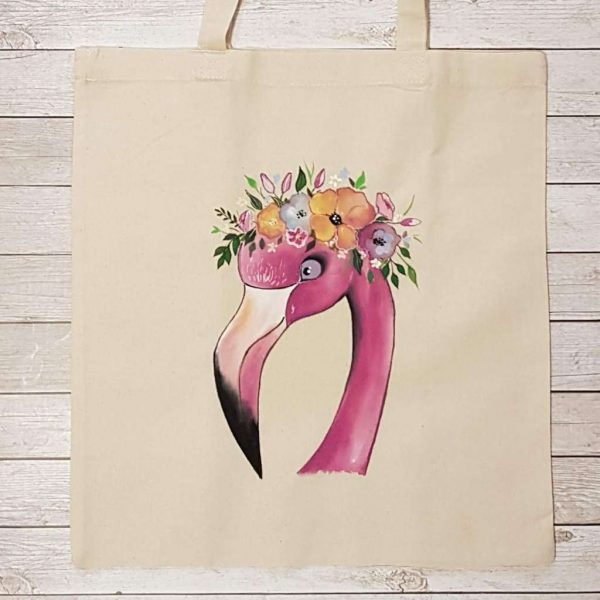 Рисувана текстилна торба "Фламинго"