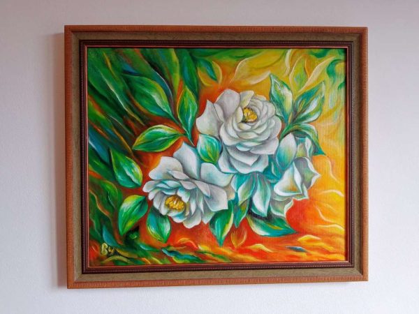 Бели рози - картина с цветя