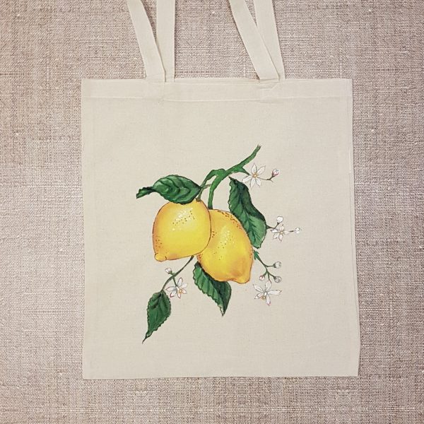 Рисувана текстилна торба "Лимонов цвят"