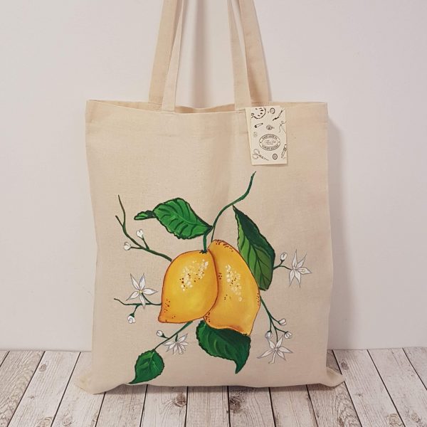 Рисувана текстилна торба "Лимонов цвят"