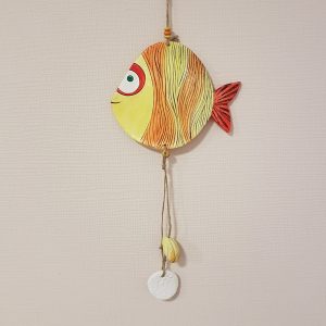 Керамична фигура - риба Дори в жълто и оранжево
