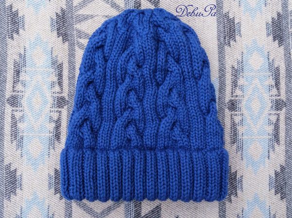 Плетени мъжки шапка и ръкавици ''Атлантическо синьо"