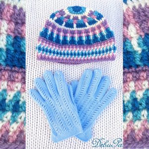Плетени шапка и ръкавици "Вълшебна синева"