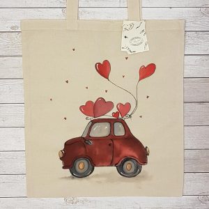 Текстилна торбичка "Автомобилче с балони"