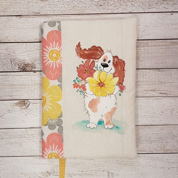 Рисувана подвързия за книга "Куче с букет"