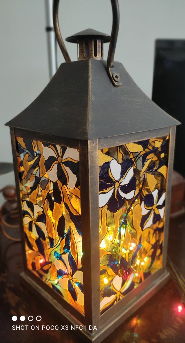 "Цветна градина" - фенер за свещ ръчно рисуван