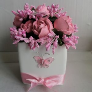 Декоративна керамична саксия с керамични рози