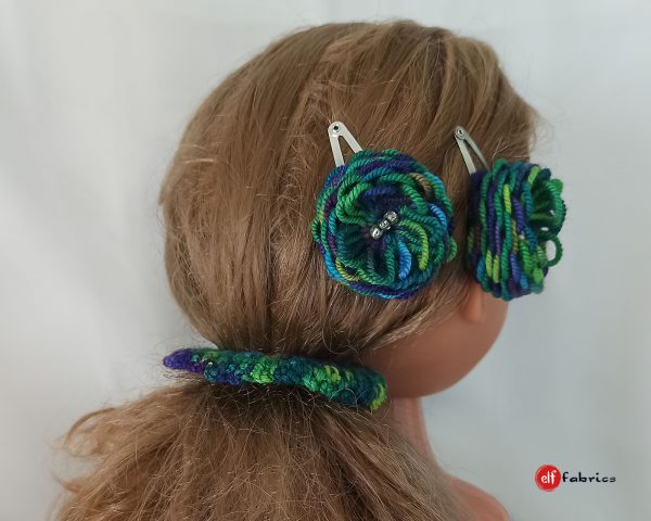 Ръчно плетени аксесоари за коса "Морско дъно", подарък за момиче