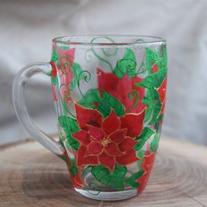 Рисувана стъклена чаша "Коледни звезди"