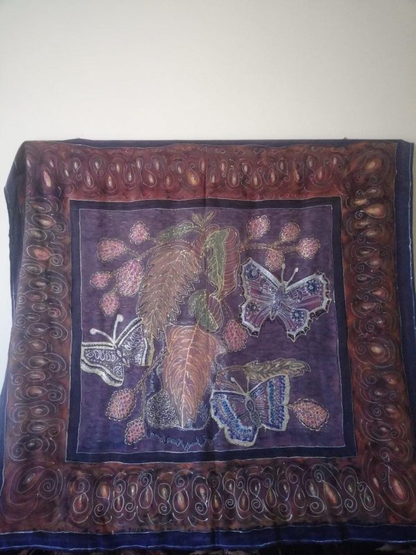 Ръчно рисуван копринен плат от естествена коприна  " Пеперуди"