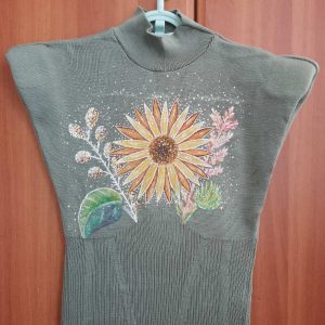 Ръчно рисувана дамска блуза "Слънчоглед".