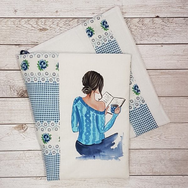 Рисувана подвързия за книга "Дамата с книга"