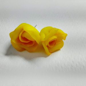 Обеци " Жълти рози" от полимерна глина