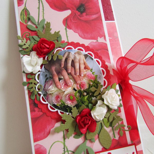 Луксозна сватбена картичка плик с макове
