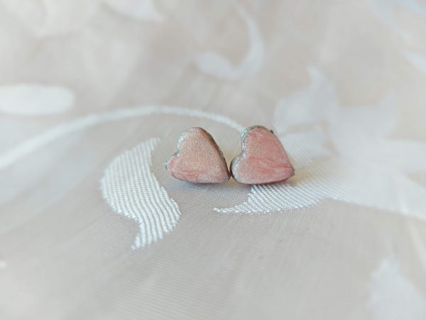 Обеци " Розови сърца" от полимерна глина