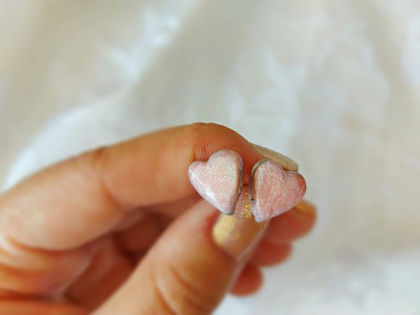 Обеци " Розови сърца" от полимерна глина