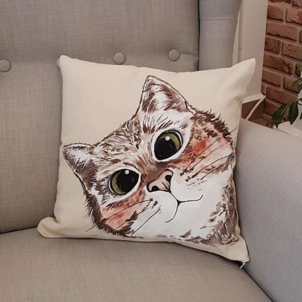 Рисувана калъфка с цип „Коте“