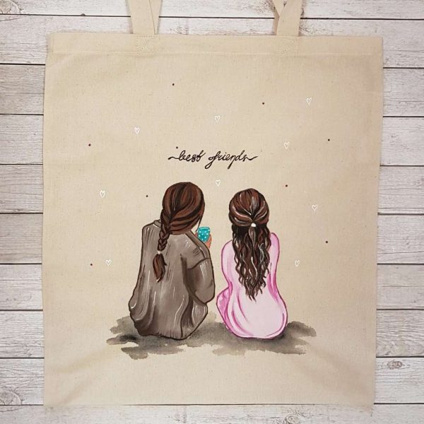 Рисувана текстилна торба "Best Friends"